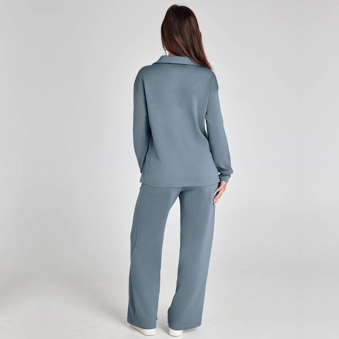 Dames Loungewear Set | Comfortabele Twee-Delige Huispak met V-Hals
