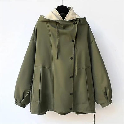Dames Jas met Grote Kraag | Modieuze Oversized Regenjas