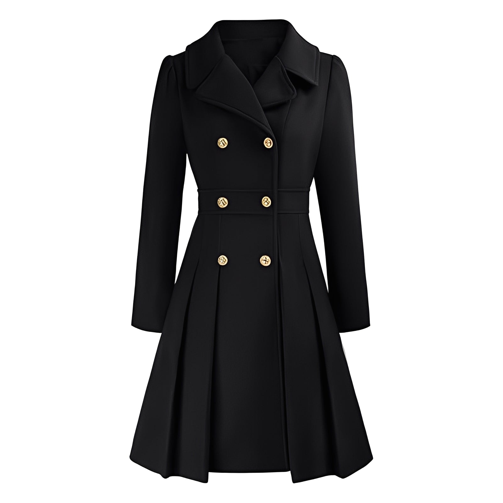 Trench-coat pour dames | Manteau à double carreaux avec boutons dorés