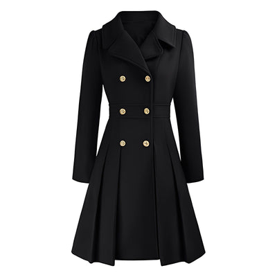 Dames Trenchcoat | Dubbel Geruite Jas met Gouden Knopen