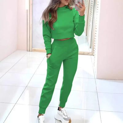Dames Trainingspak | Trendy Twee-Delige Set met Cropped Sweater