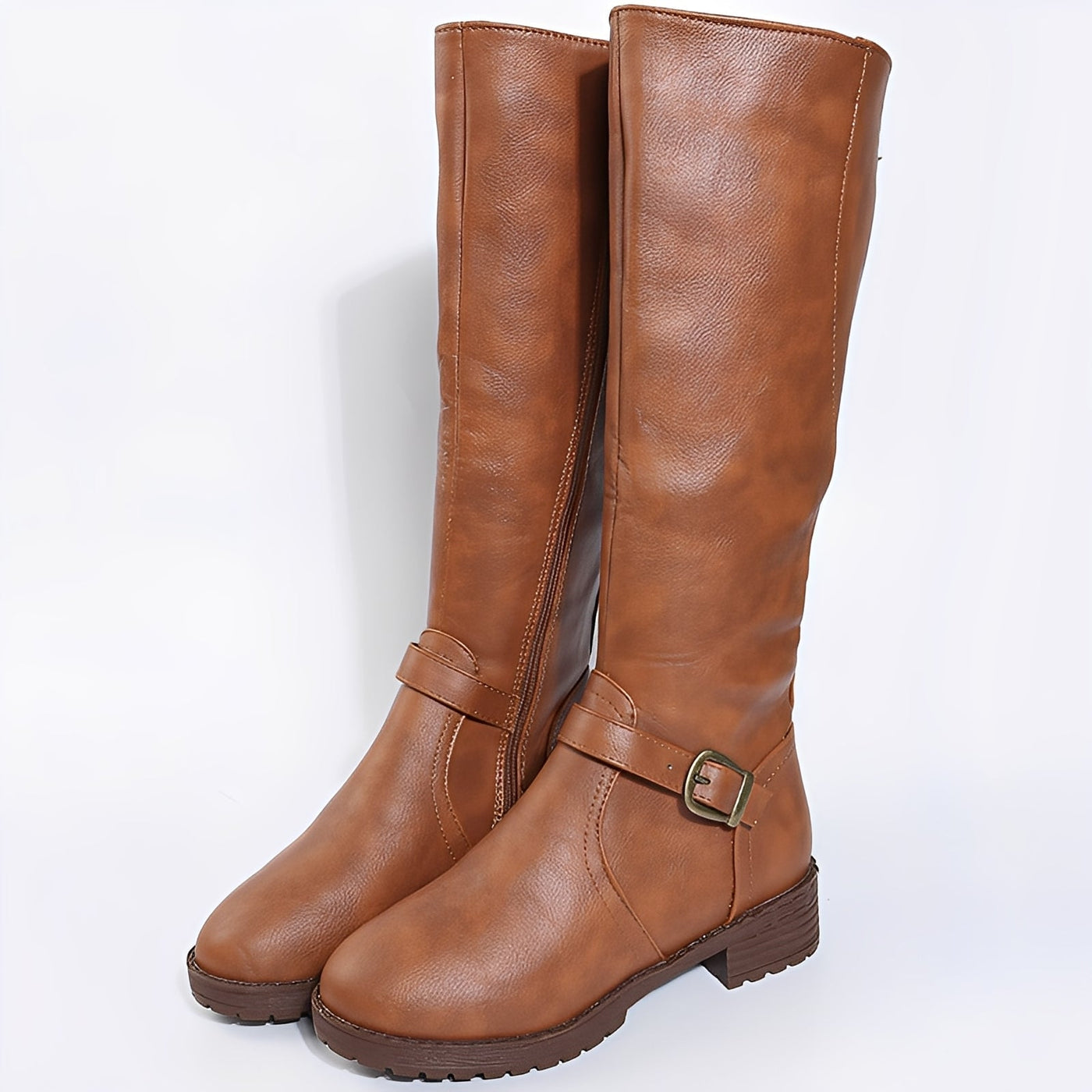 Dames Knielaarzen | Hoge Boots met Rits en Gespdetail