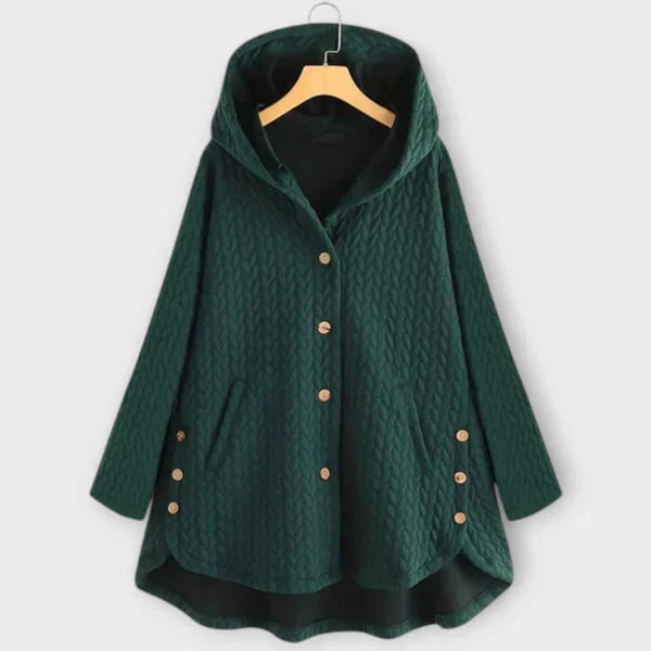 Damesjas met knopen en warme voering casual stijl