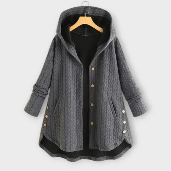 Damesjas met knopen en warme voering casual stijl