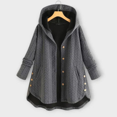 Damesjas met knopen en warme voering casual stijl