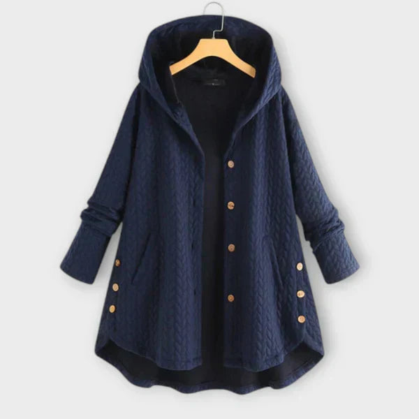 Damesjas met knopen en warme voering casual stijl