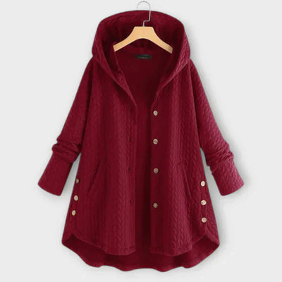 Damesjas met knopen en warme voering casual stijl