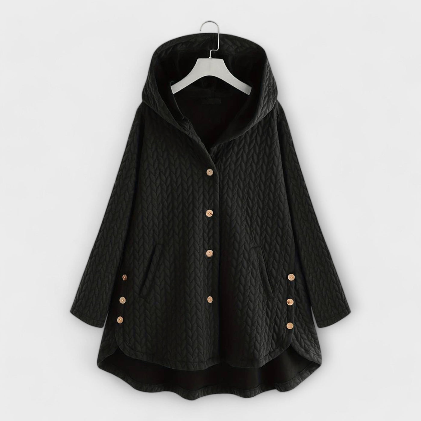 Damesjas met knopen en warme voering casual stijl