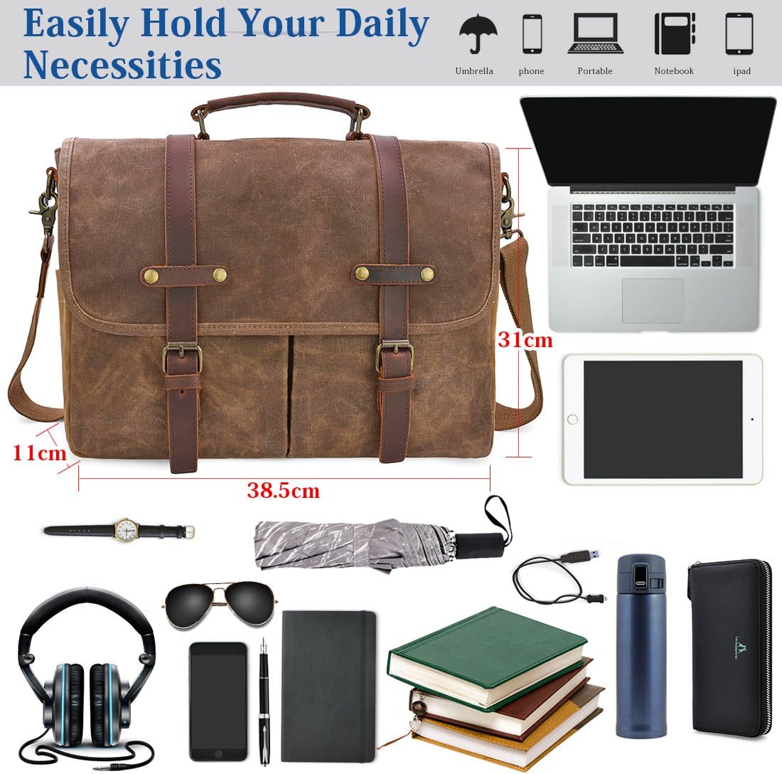 Heren Schoudertas | Vintage Look met Laptopvak en Stevige Afwerking