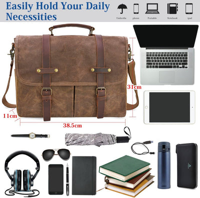 Heren Schoudertas | Vintage Look met Laptopvak en Stevige Afwerking