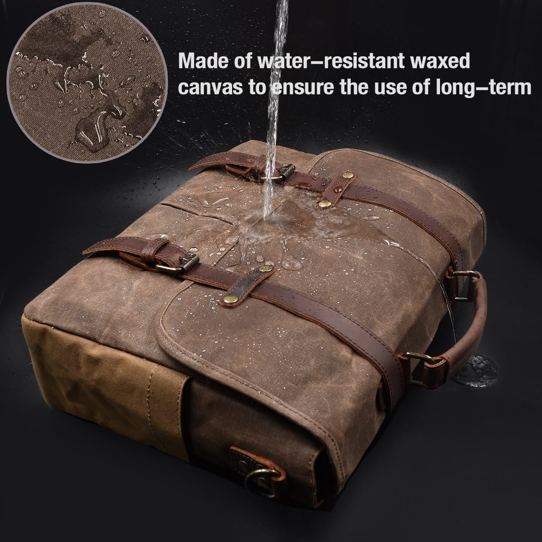 Travel-Detail męskie torby na ramię, aktówka, torba na laptopa, wodoodporna, płótno, duża, torba robocza, torba kurierska, mężczyźni, vintage, 15,6, brązowa