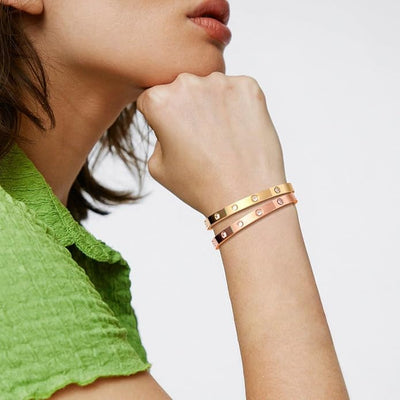 Dames Armband | Luxe Stalen Armband met Schroefdetail