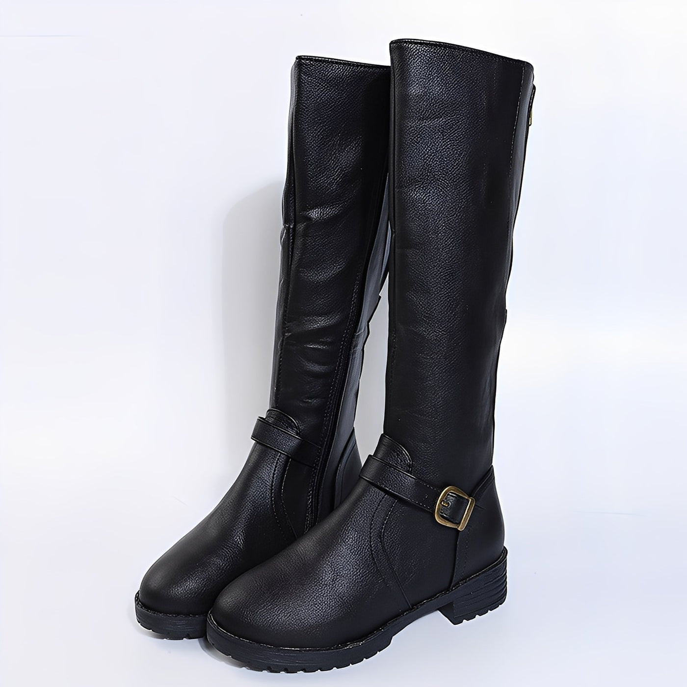 Dames Knielaarzen | Hoge Boots met Rits en Gespdetail