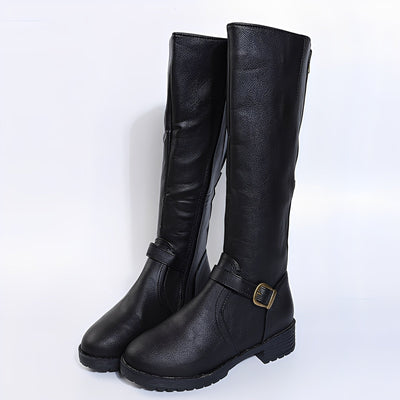 Dames Knielaarzen | Hoge Boots met Rits en Gespdetail