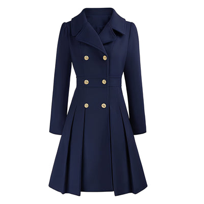 Dames Trenchcoat | Dubbel Geruite Jas met Gouden Knopen