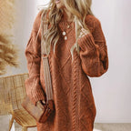 Robe pull tricotée pour dames | Pull oversize avec motif torsadé