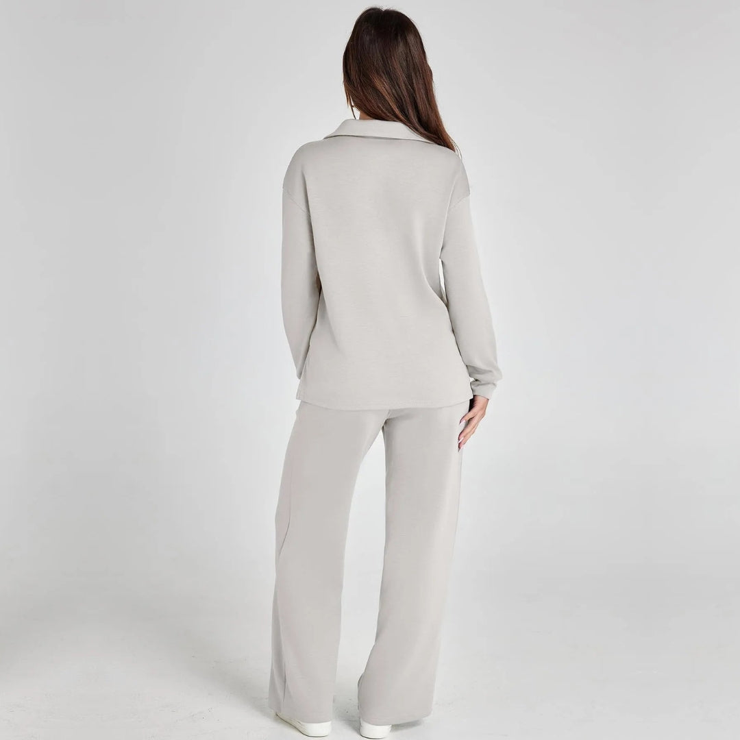 Dames Loungewear Set | Comfortabele Twee-Delige Huispak met V-Hals