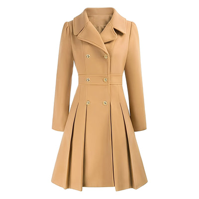 Dames Trenchcoat | Dubbel Geruite Jas met Gouden Knopen