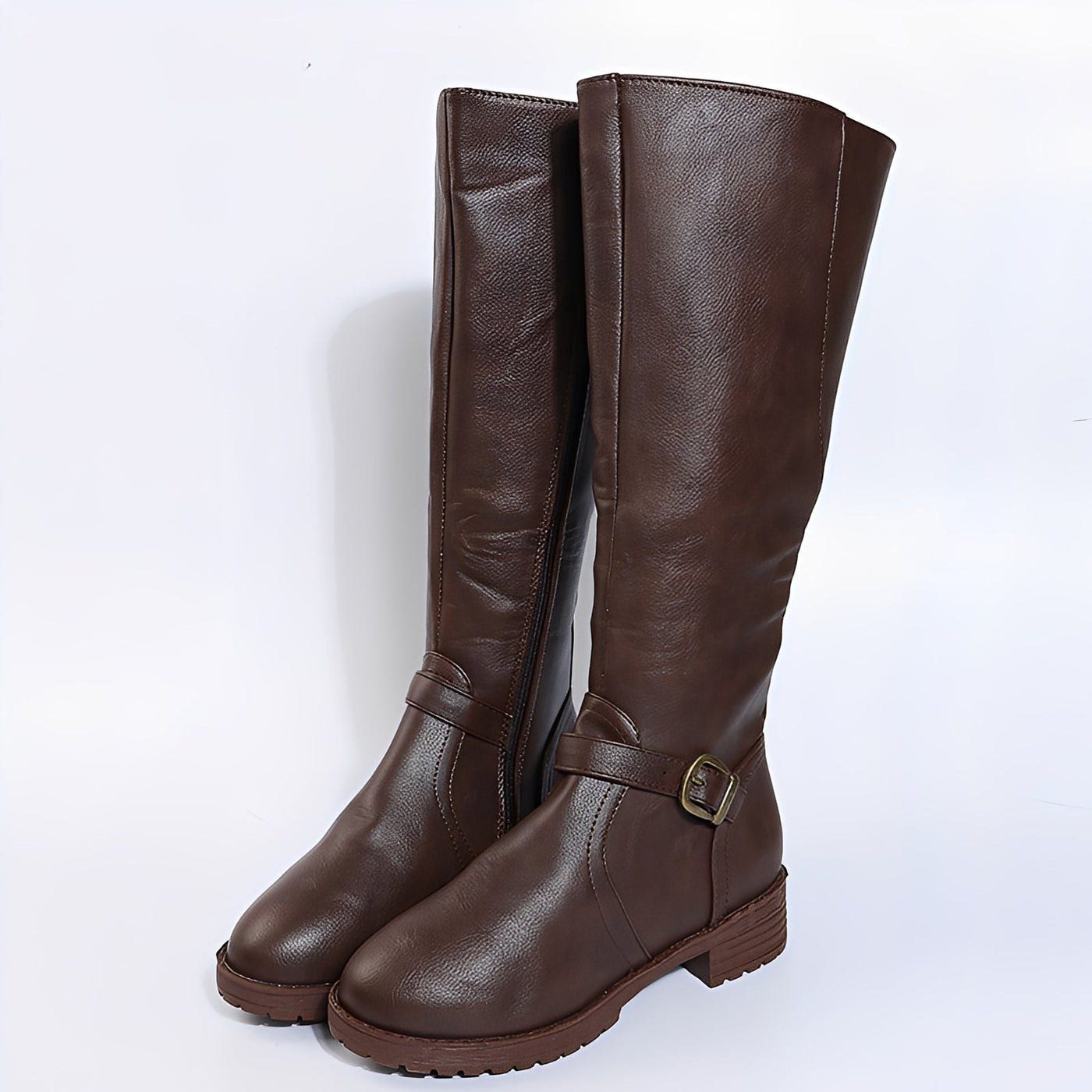 Dames Knielaarzen | Hoge Boots met Rits en Gespdetail