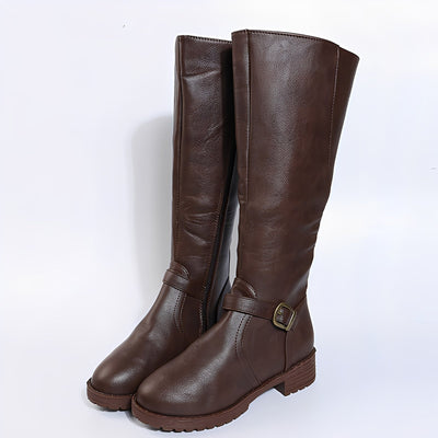 Dames Knielaarzen | Hoge Boots met Rits en Gespdetail