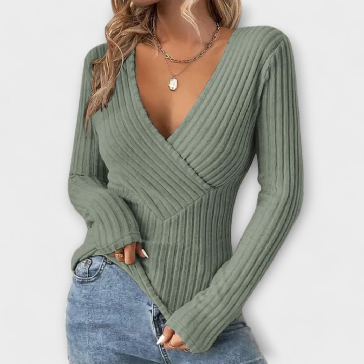 Dames T-shirt met twistdetail en V-hals