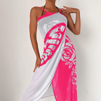 Robe de plage avec imprimé papillon et col en V pour femmes