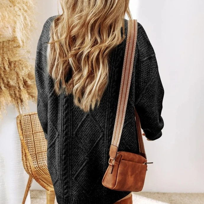 Robe pull tricotée pour dames | Pull oversize avec motif torsadé