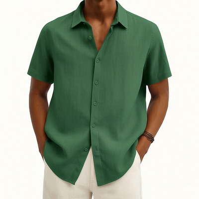 Heren casual overhemd met korte mouwen en knoopsluiting