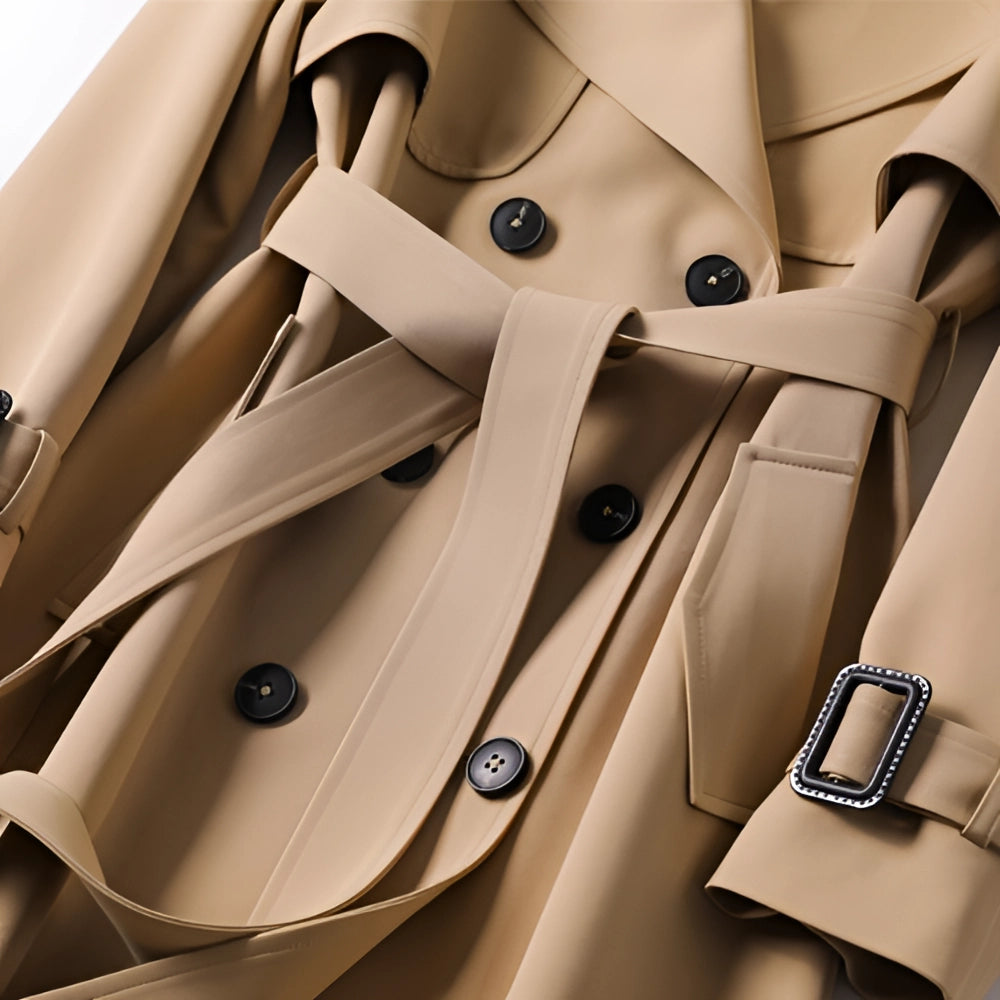 Dames Trenchcoat Lang | Stijlvolle Jas met Klassieke Voering