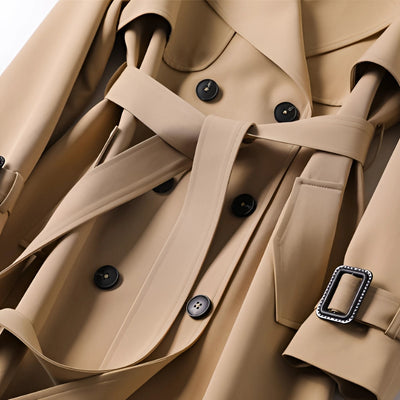 Dames Trenchcoat Lang | Stijlvolle Jas met Klassieke Voering