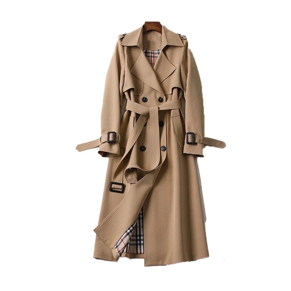 Dames Trenchcoat Lang | Stijlvolle Jas met Klassieke Voering