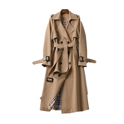 Dames Trenchcoat Lang | Stijlvolle Jas met Klassieke Voering