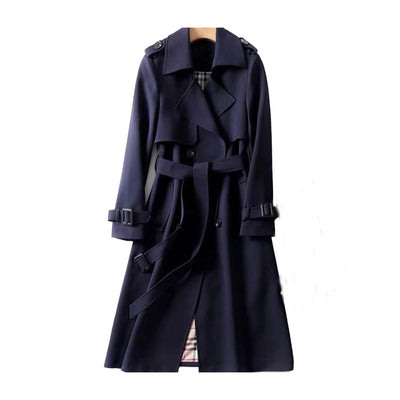 Dames Trenchcoat Lang | Stijlvolle Jas met Klassieke Voering