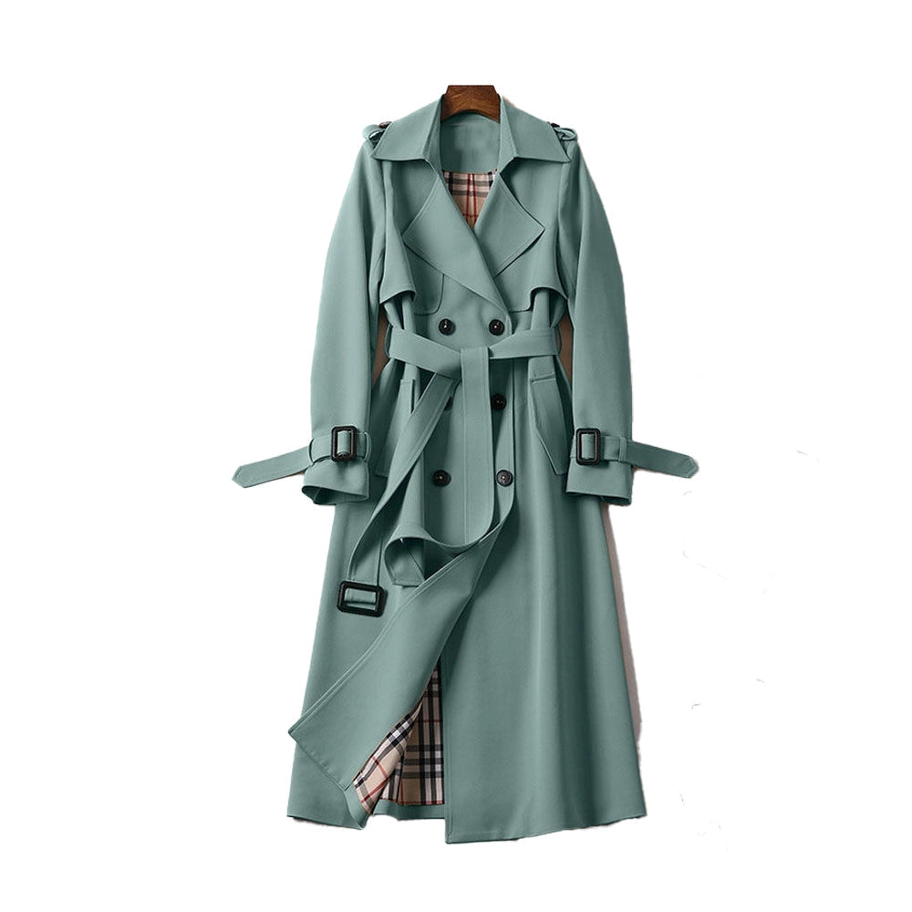 Dames Trenchcoat Lang | Stijlvolle Jas met Klassieke Voering