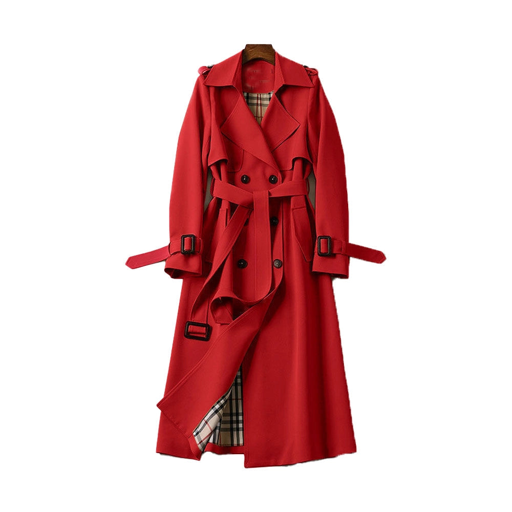 Dames Trenchcoat Lang | Stijlvolle Jas met Klassieke Voering