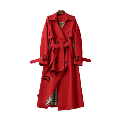 Dames Trenchcoat Lang | Stijlvolle Jas met Klassieke Voering