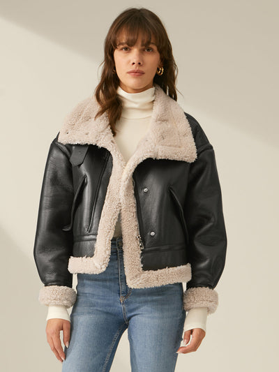 Dames Leren Jas | Warme Sherpa Voering | Casual en Formeel