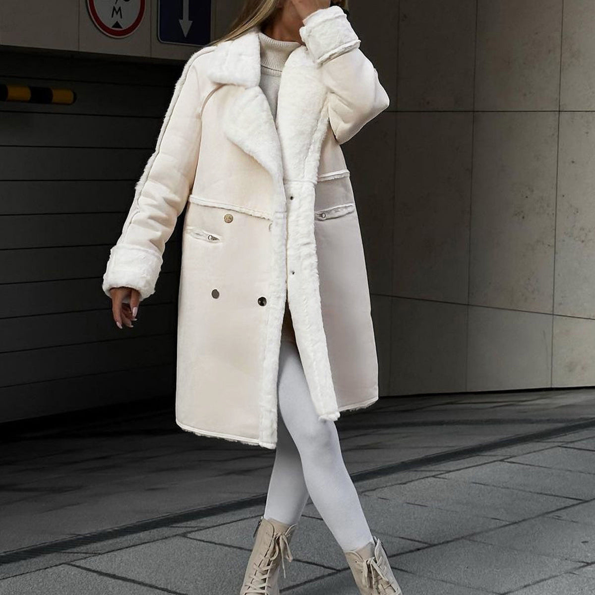 Dames Shearling Coat | Lange Winterjas met Ceintuur en Kraag