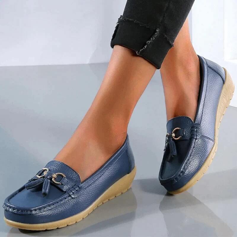 Dames Loafers |Leren Instappers met Kwastjes en Horsebit Detail