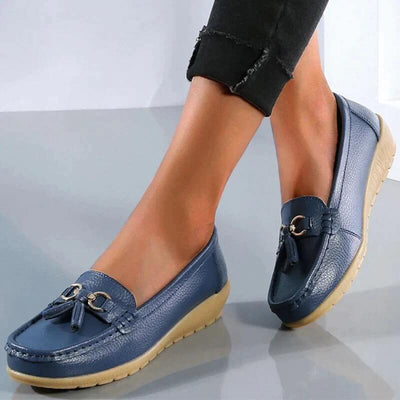 Dames Loafers |Leren Instappers met Kwastjes en Horsebit Detail