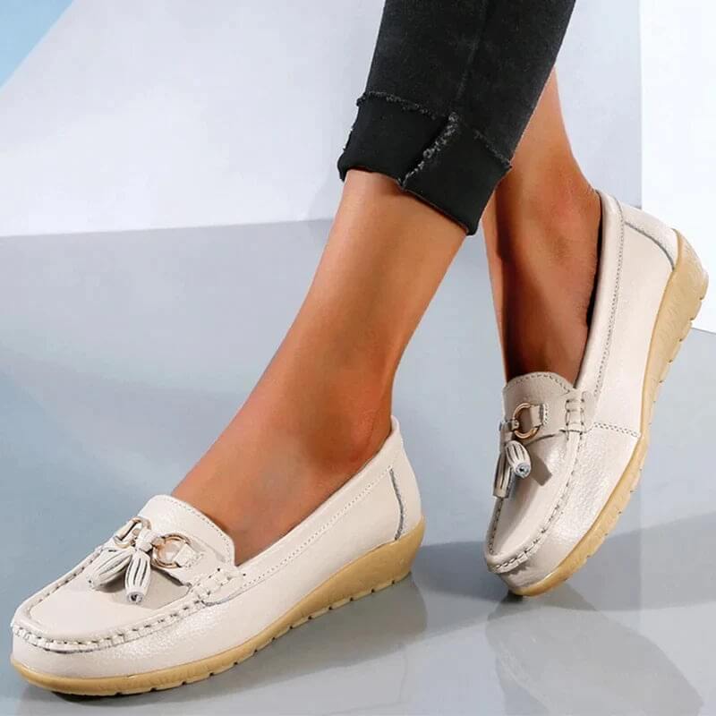 Dames Loafers |Leren Instappers met Kwastjes en Horsebit Detail