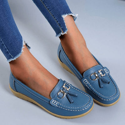 Dames Loafers |Leren Instappers met Kwastjes en Horsebit Detail
