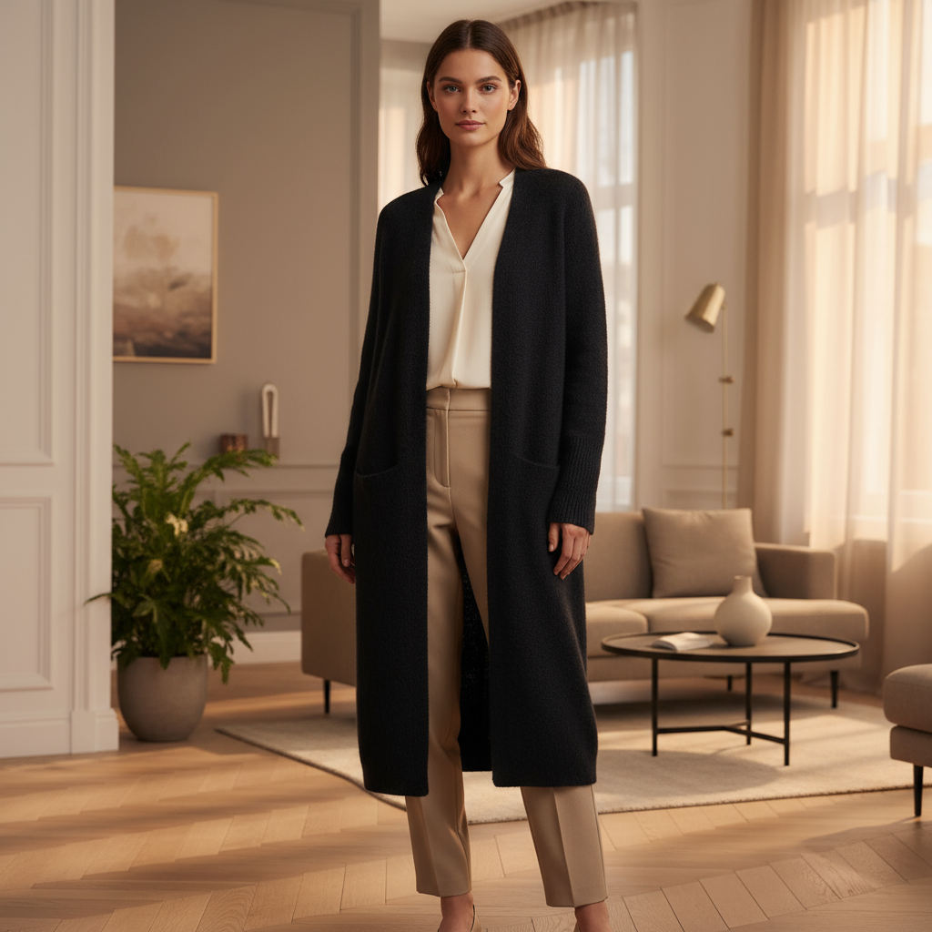 Gilet pour dames | Devant ouvert, modèle long