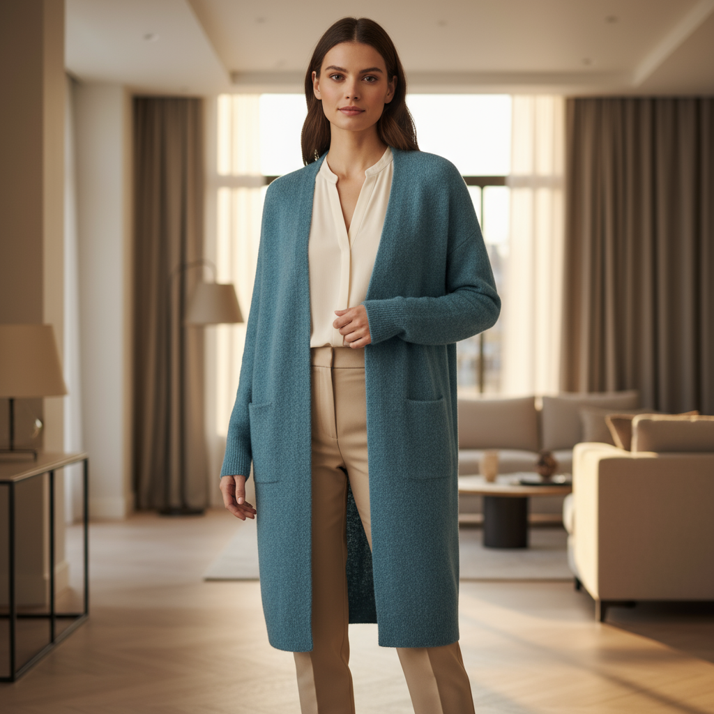 Gilet pour dames | Devant ouvert, modèle long