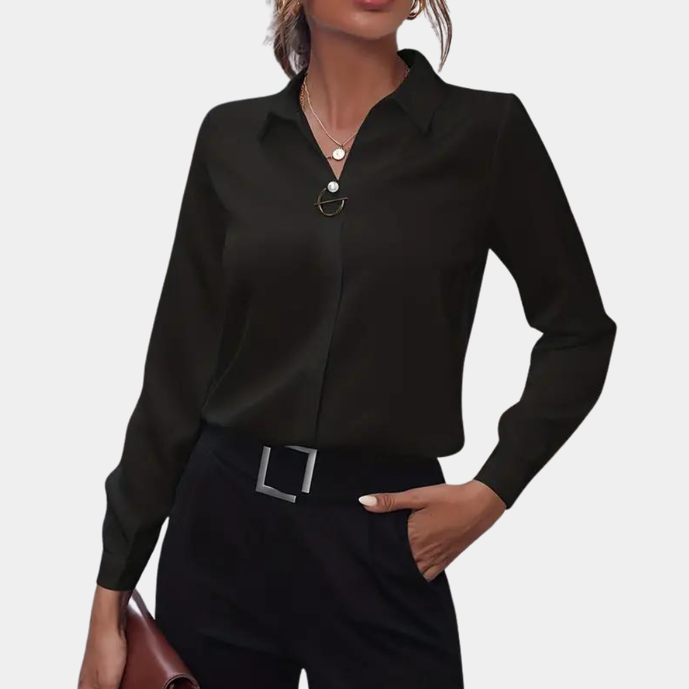 Blouse pour dames avec col | élégante top à manches longues