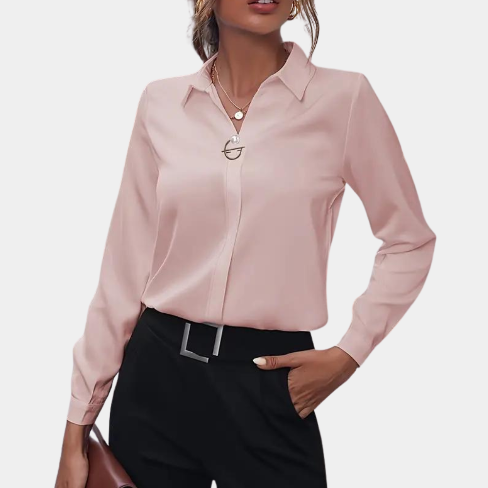 Blouse pour dames avec col | élégante top à manches longues