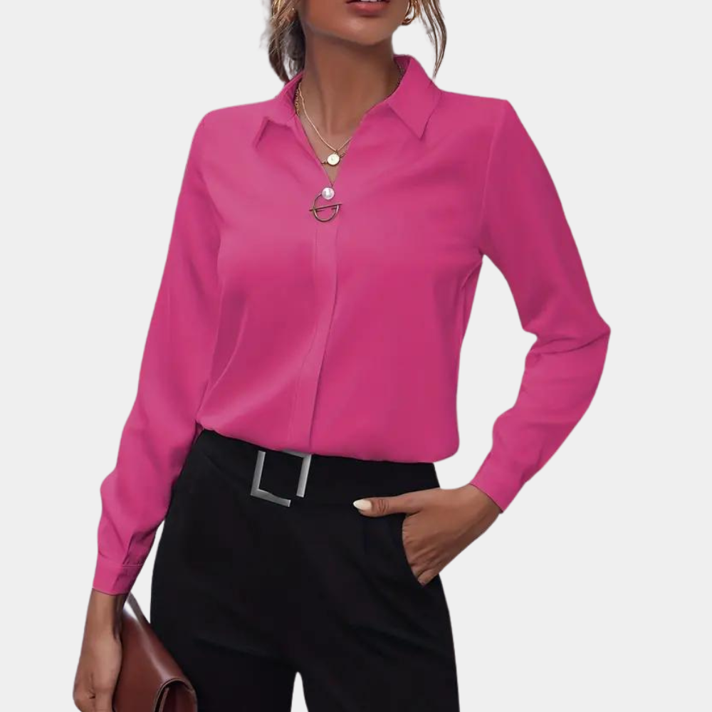 Blouse pour dames avec col | élégante top à manches longues