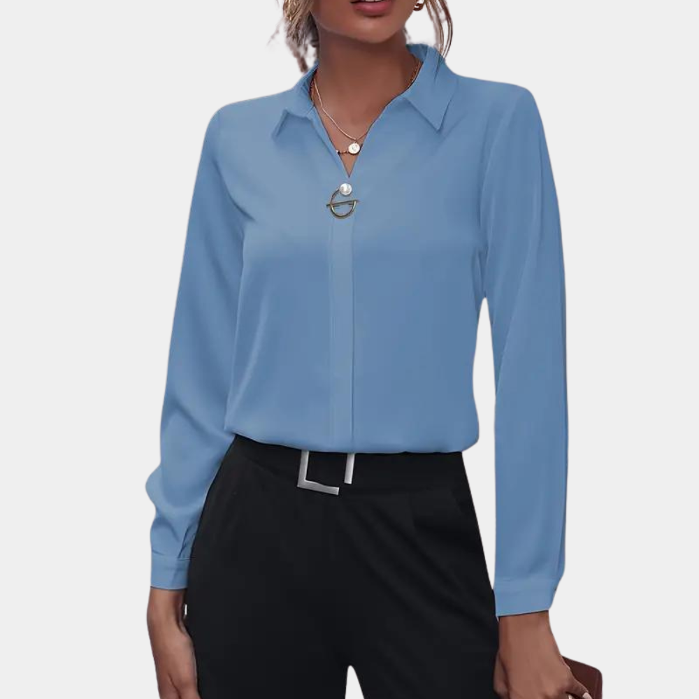 Blouse pour dames avec col | élégante top à manches longues