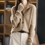 Dames Gebreid Vest Met Reverskraag | Vest Met Knopen