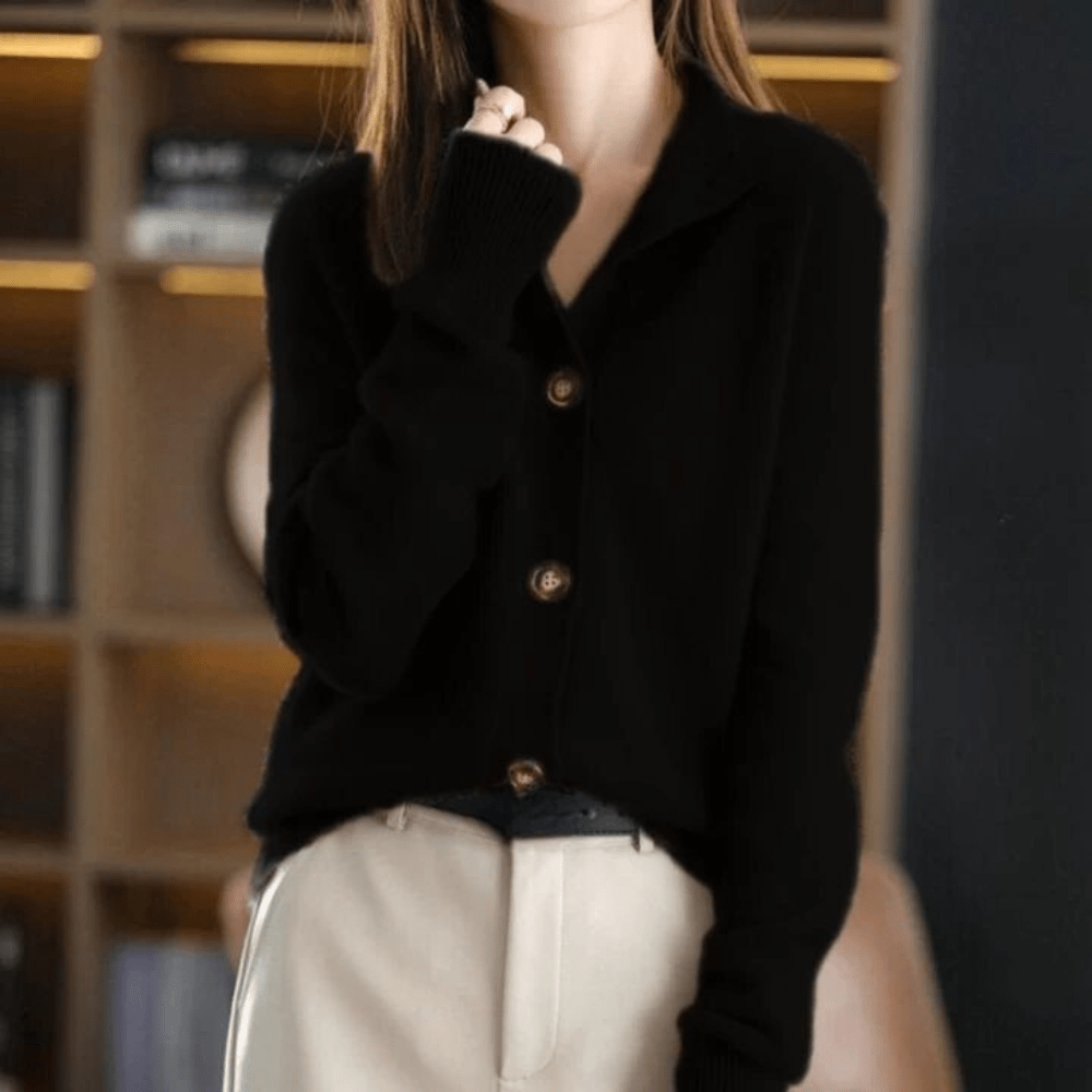 Gilet tricoté pour dames avec col à revers | Gilet à boutons